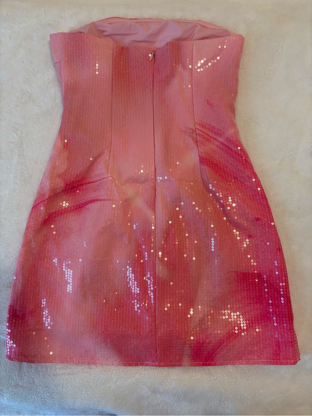 White Fox Boutique Pink Floral Sequin Strapless Mini Dress - Picture 4 of 4